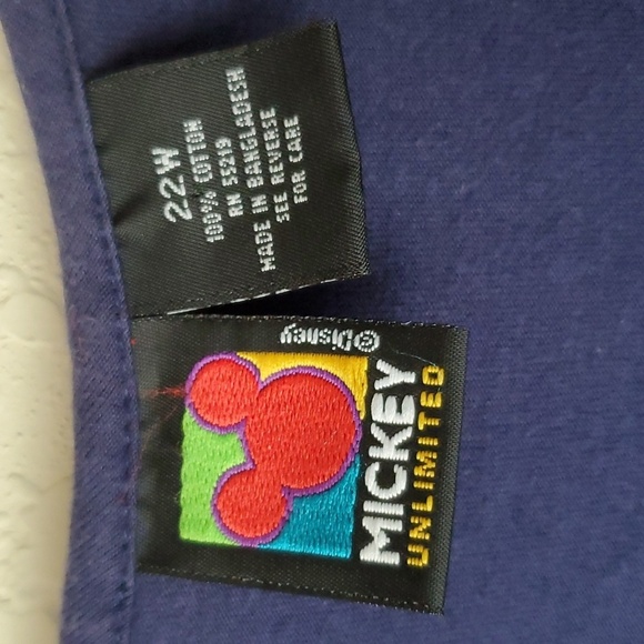 VTG Mickey Unlimited embroidered Mickey Mouse blue shirt Womens 22W - Picture 6 of 7